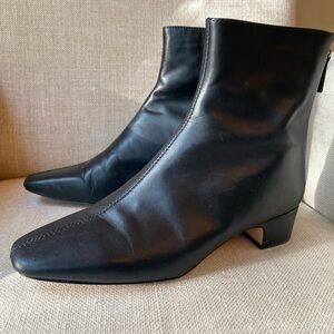 J. Crew Roxie Black Leather Back Zip Ankle Boots in Sz 7.5 with box